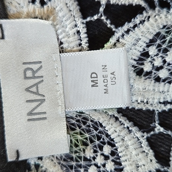 Anthropologie Inari Open Lace Floral Print Swing Tank Black/Multi-Color EUC - M - Picture 7 of 8